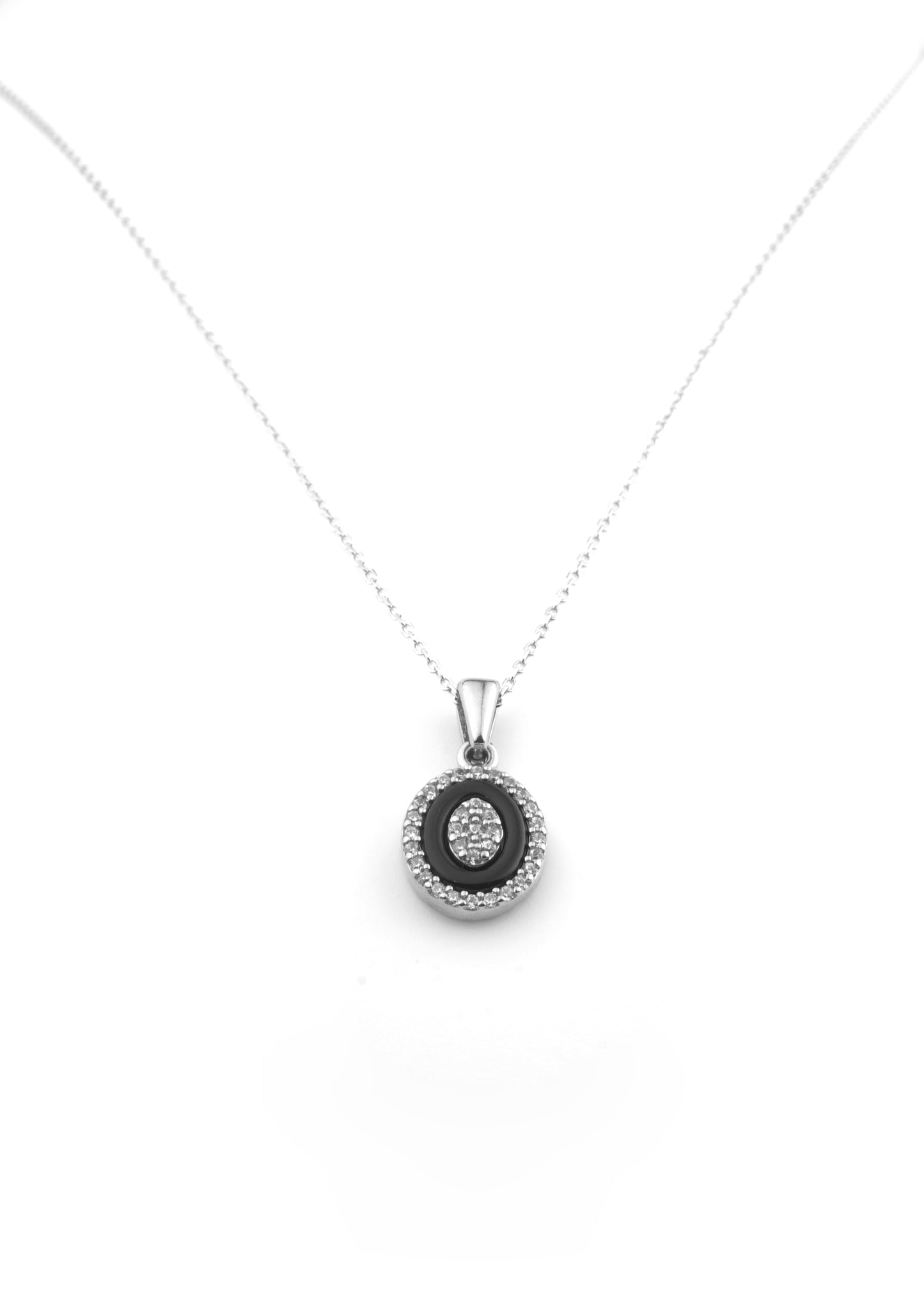 Sterling Silver Onyx Circle Necklace