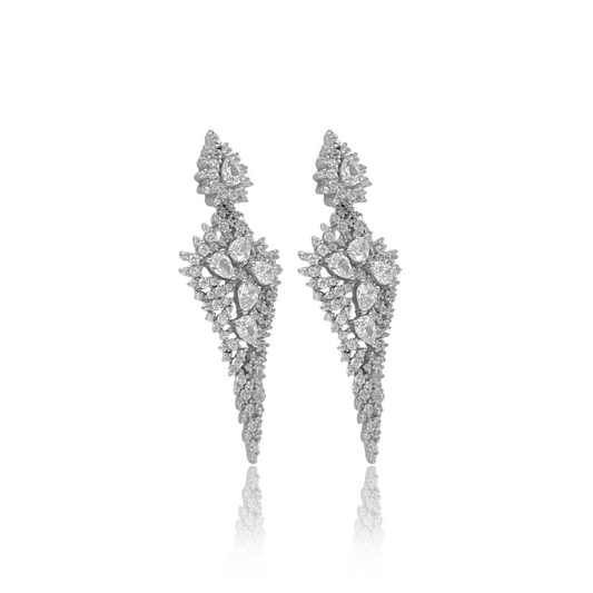 Ethereal Leaf Cluster Silver Earrings
