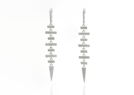 Silver Tiered Spike Dangle Earrings