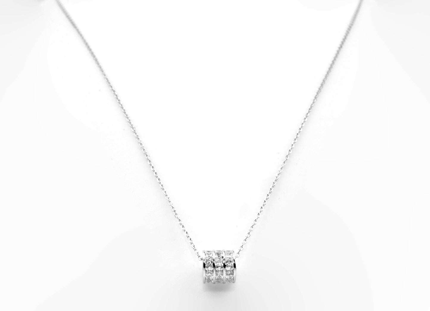 Sterling Silver Cylinder Pendant Necklace