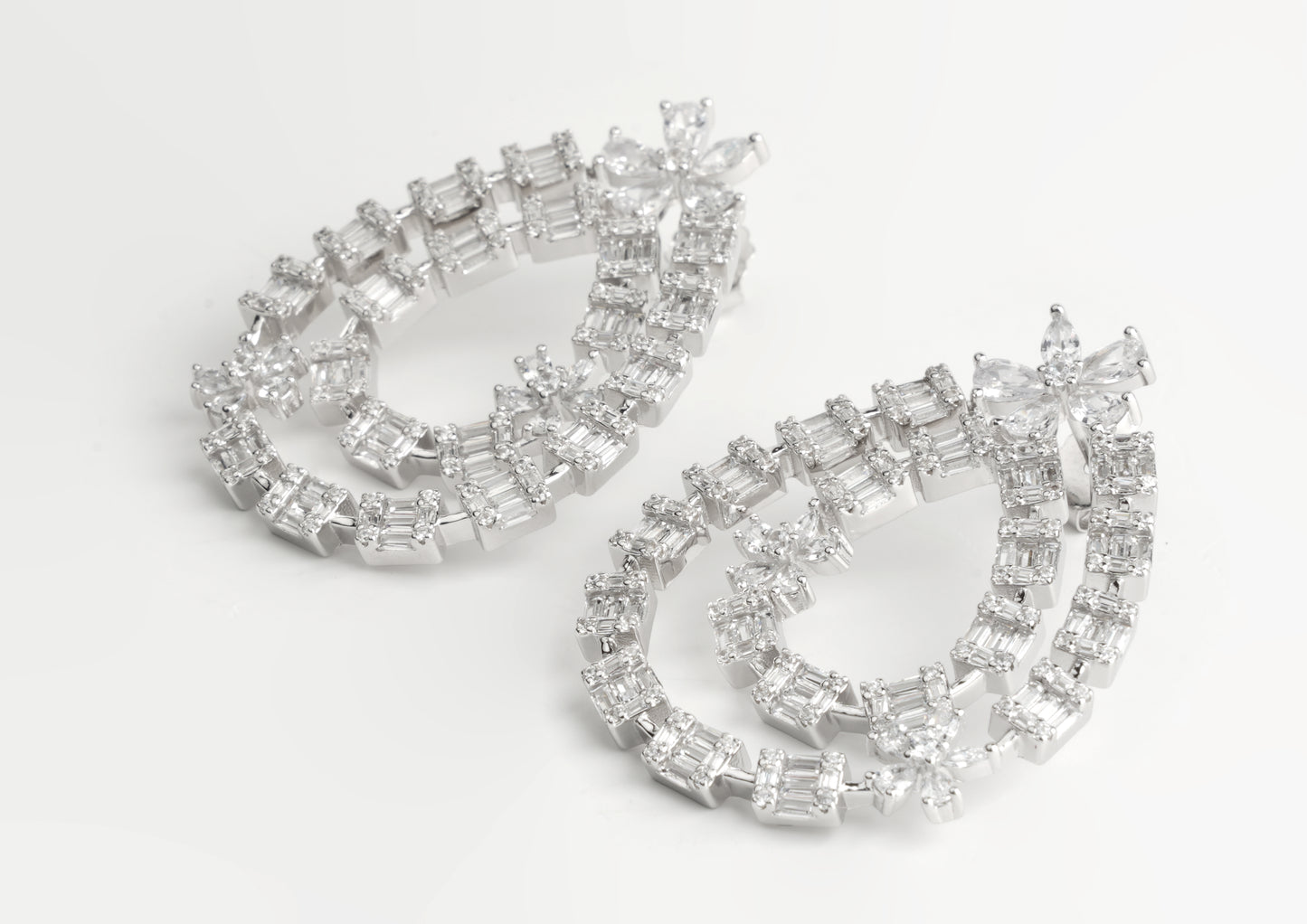 Silver Crescent Moon Drop Earrings