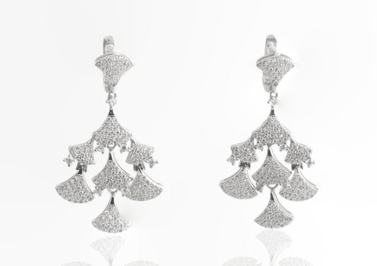 Sterling Silver Tiered Fan Drop Earrings