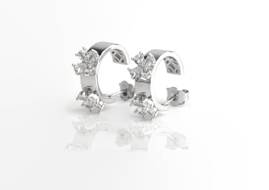 Sterling Silver Cluster Hoop Earrings