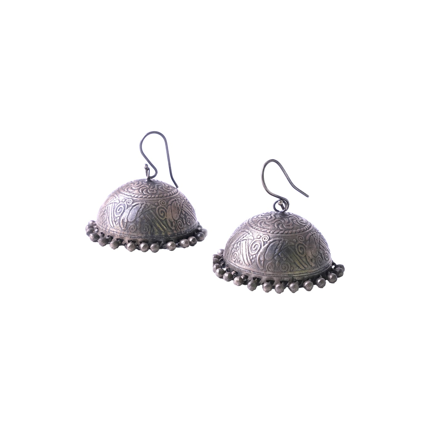 Tribal Engraved Dome Jhumkas