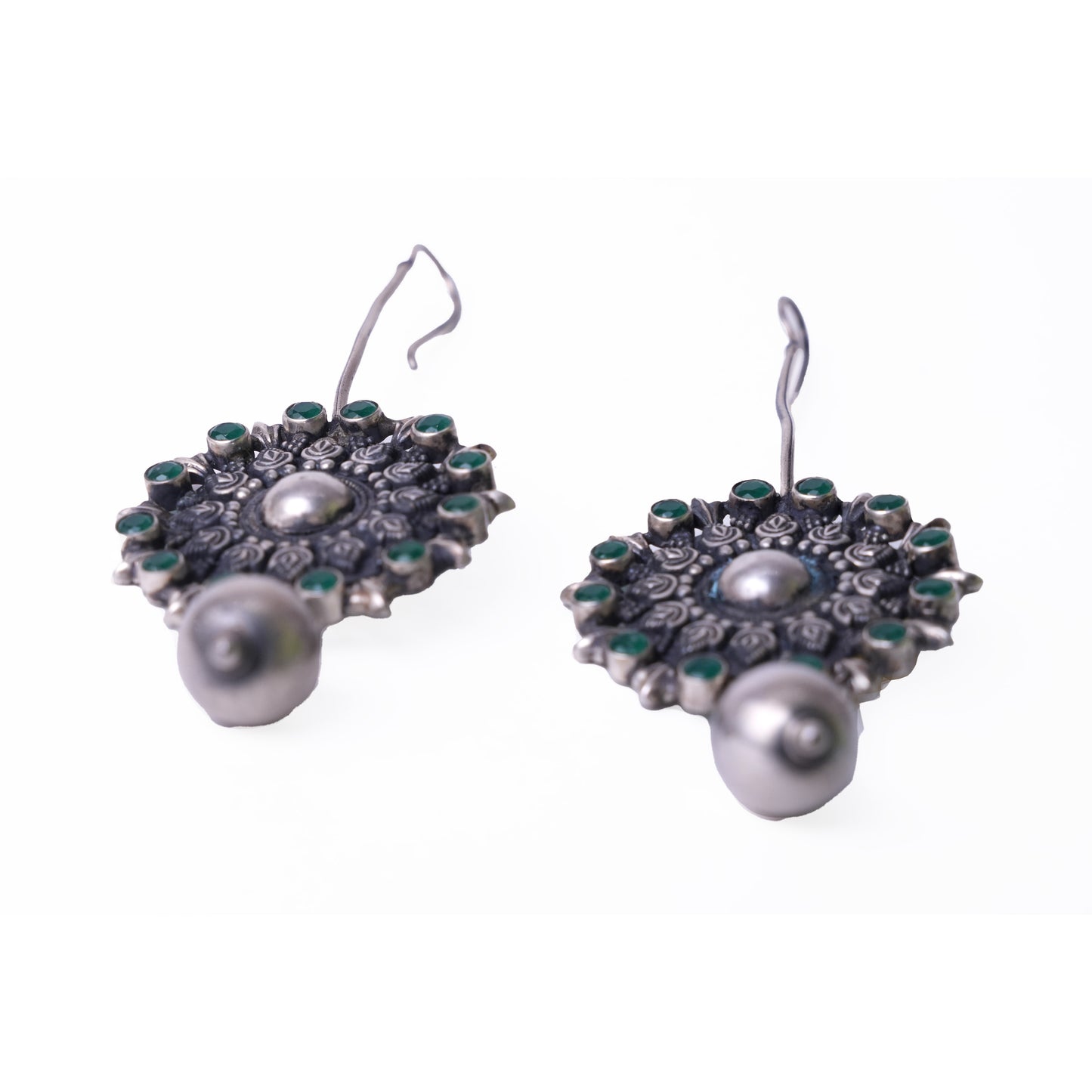 Graceful Silver Jhumka Earrings with Pearl Drops