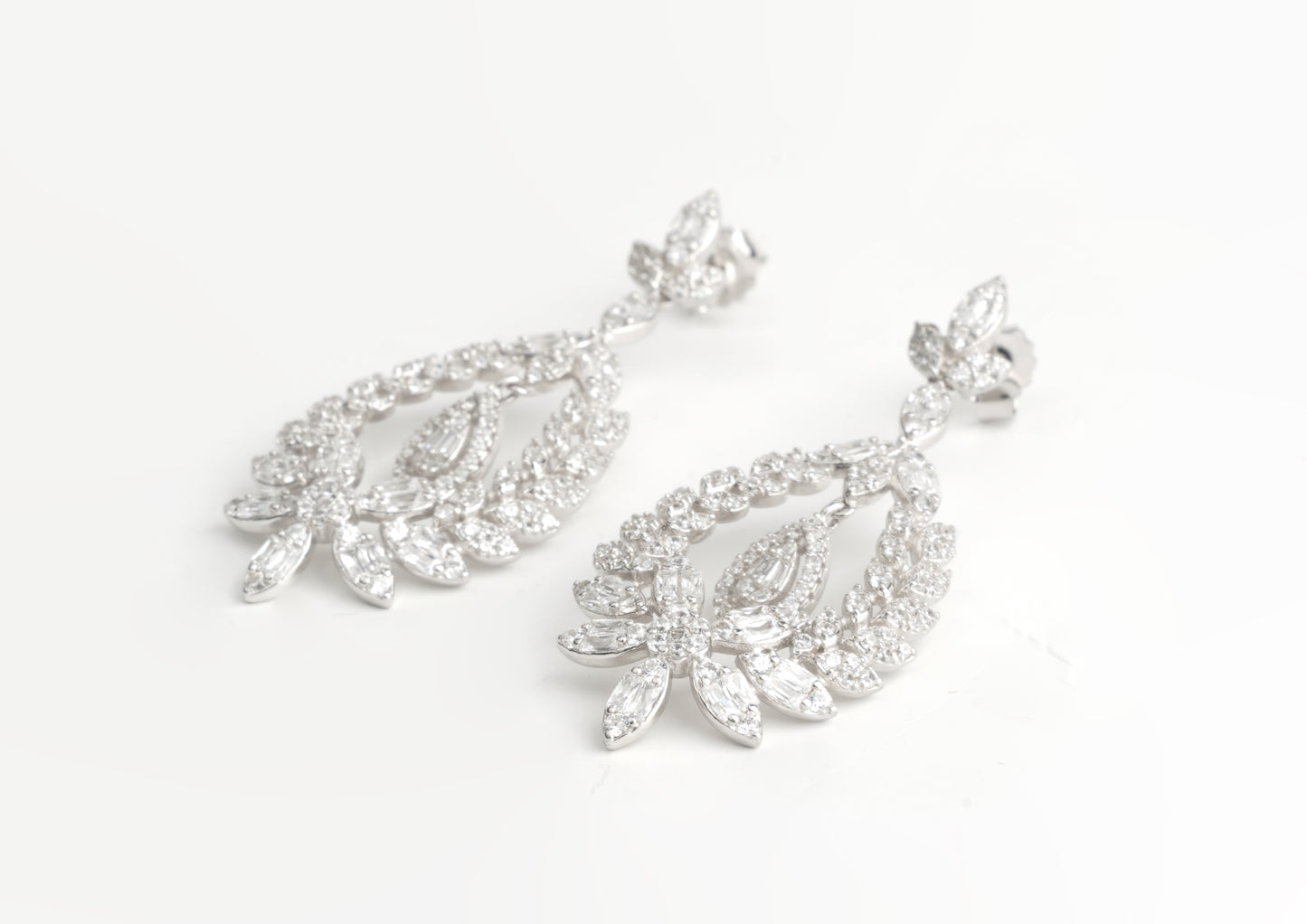 Sterling Silver Floral Chandelier Earrings