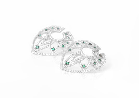 Emerald Bloom Silver Studs