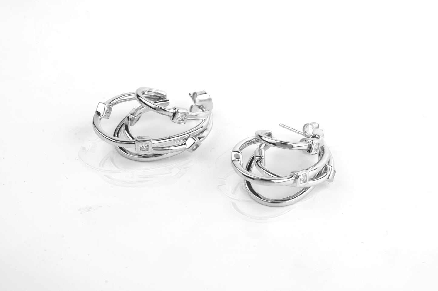 Silver Intertwined Hoop Earrings