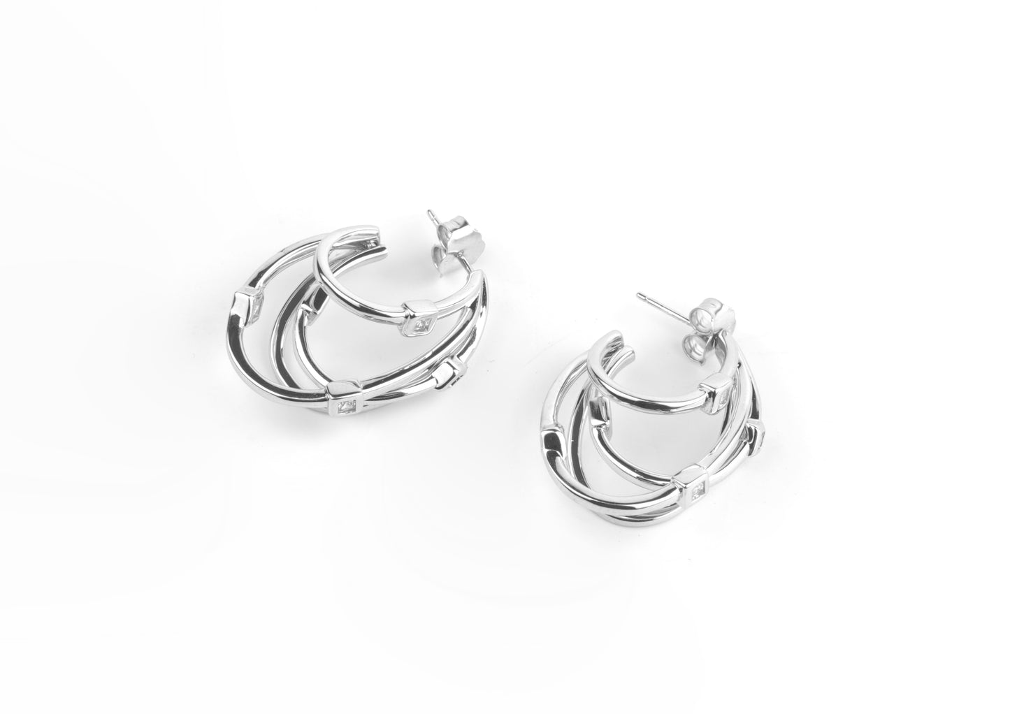 Silver Intertwined Hoop Earrings