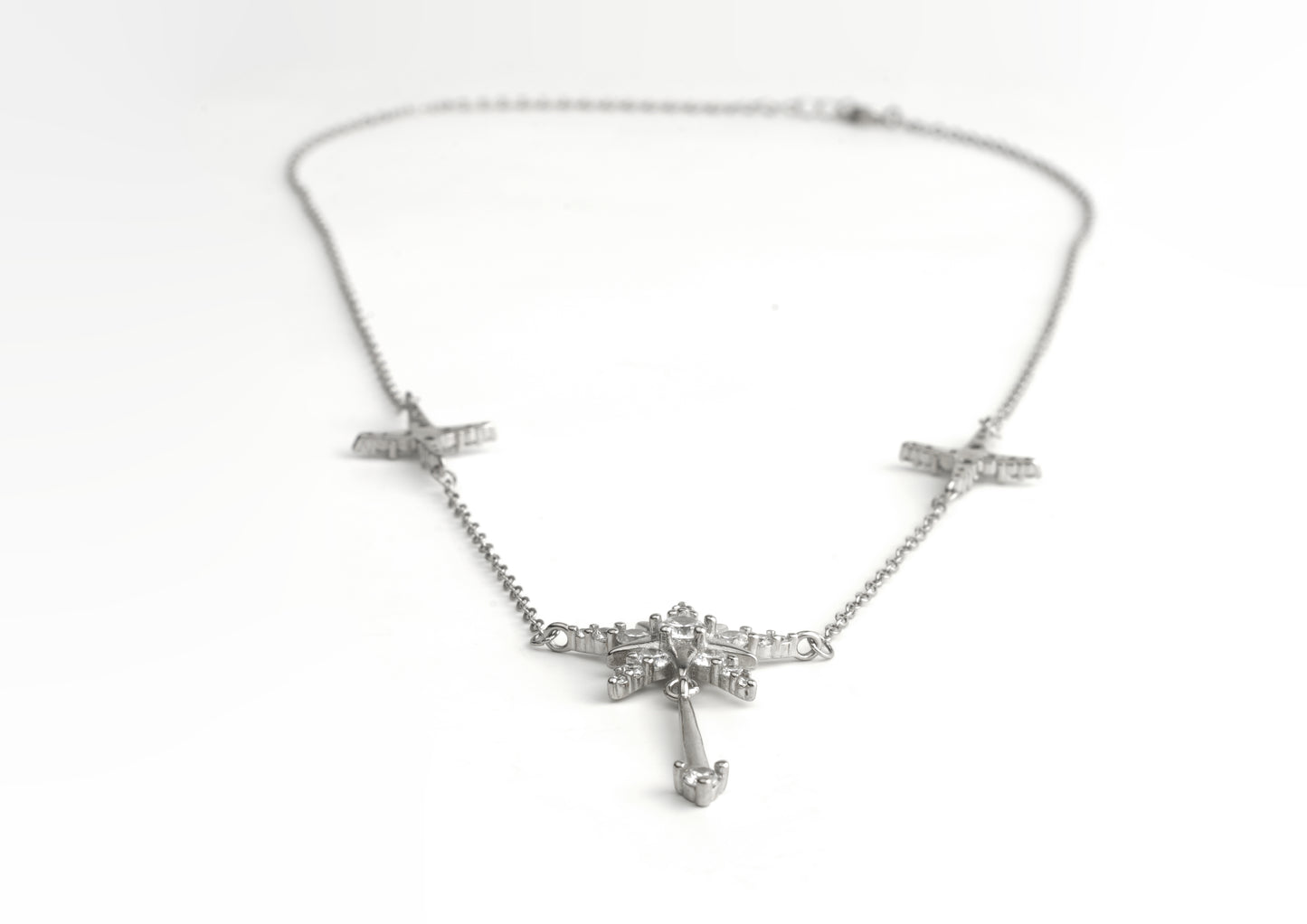 Silver Starburst Drop Necklace