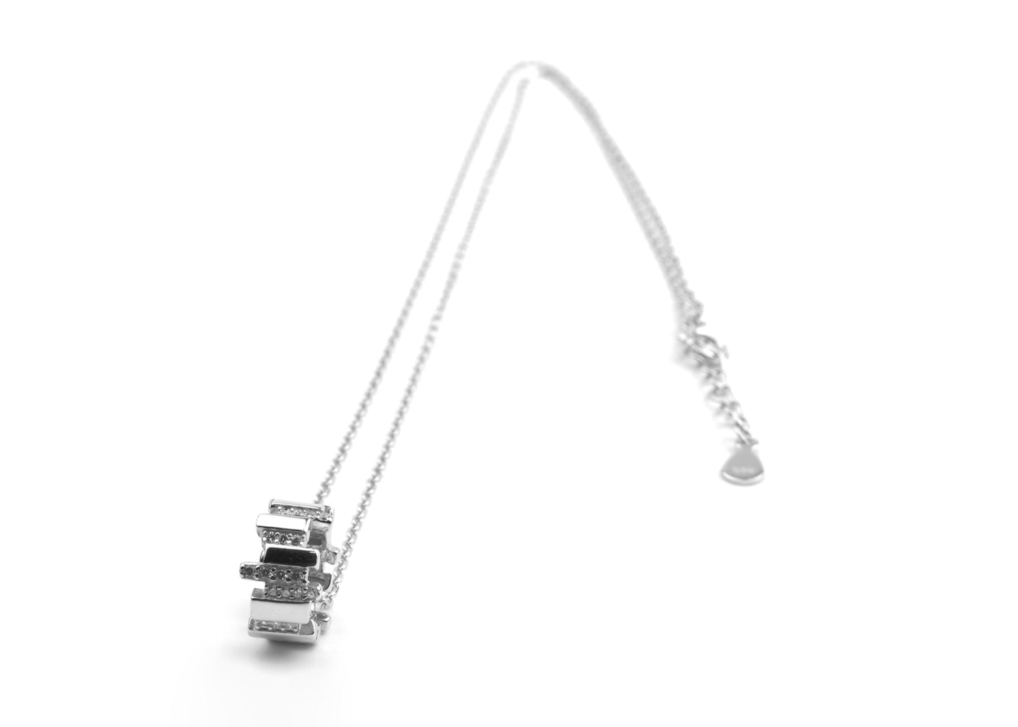 Silver Stacked Rectangle Pendant Necklace