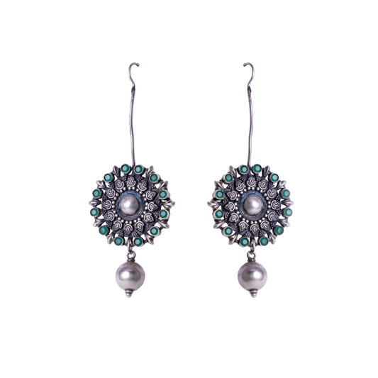 Graceful Silver Jhumka Earrings with Pearl Drops