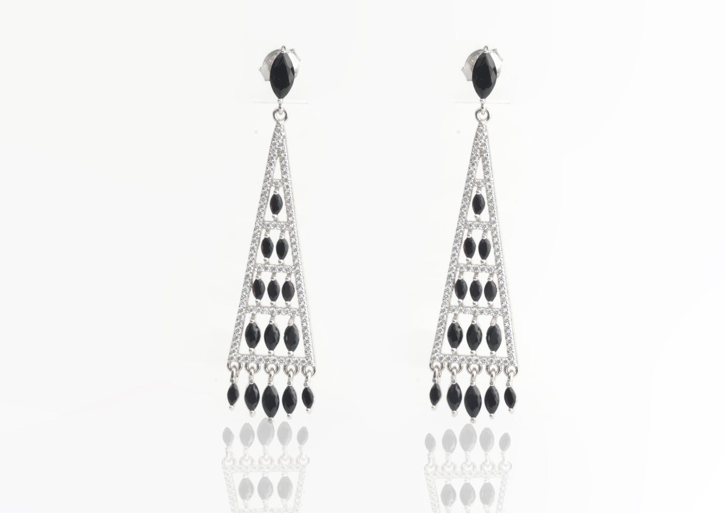Sterling Silver Onyx Chandelier Earrings