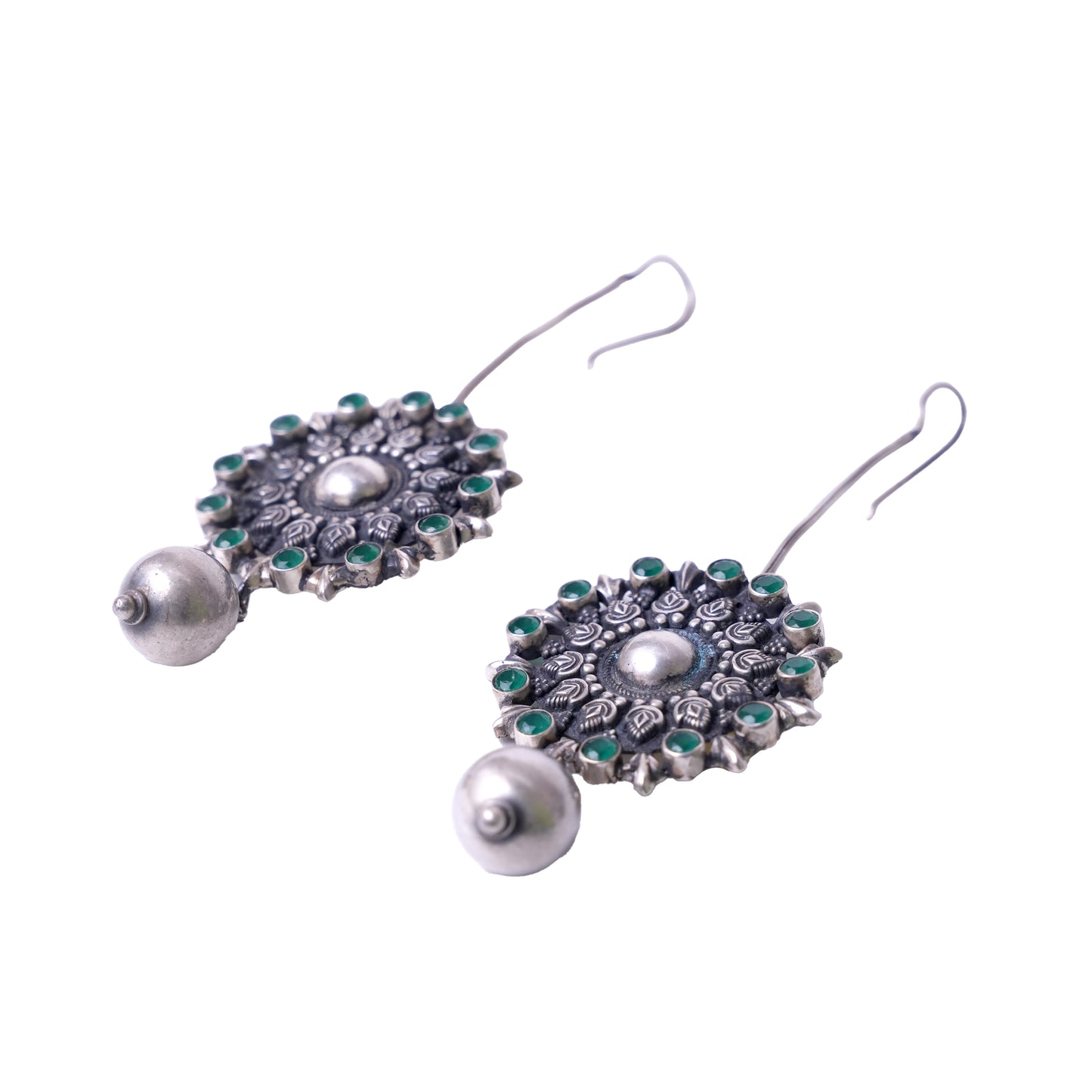 Graceful Silver Jhumka Earrings with Pearl Drops